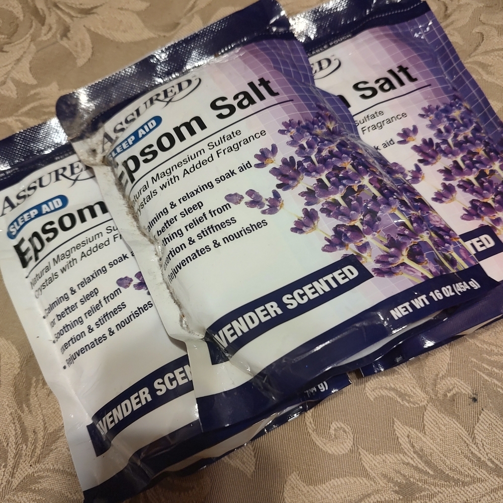🪻💜🪻Dreamy Lavender Infused Epsom Salt Bath Soak Aid Enhancer - Set of 3 - Picture 2 of 13